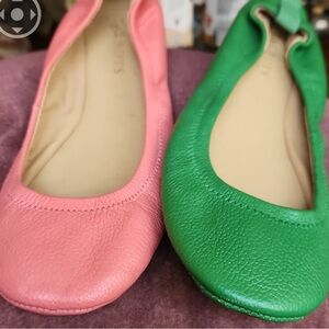 Talbots Pink and Green Ballet Flats with Pebbled Finish (two pairs)